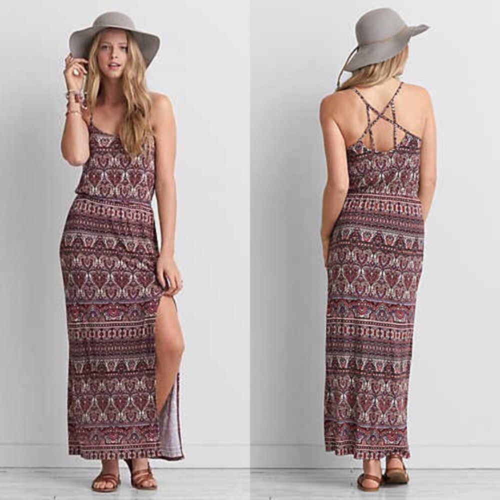 American Eagle High Slit Cage Back Maxi
